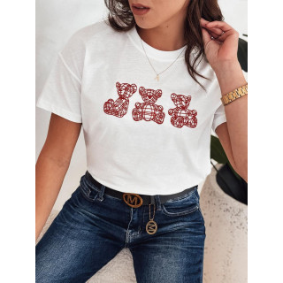 Ženska bela majica z izvezenimi medvedki RY2568
