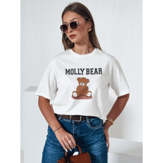 Bela ženska majica s potiskom medvedka RY2571