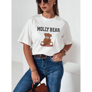 Bela ženska majica s potiskom medvedka RY2571