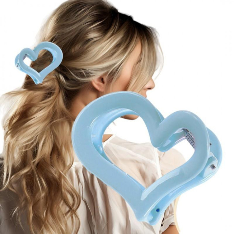 Modra sponka za lase v obliki srca