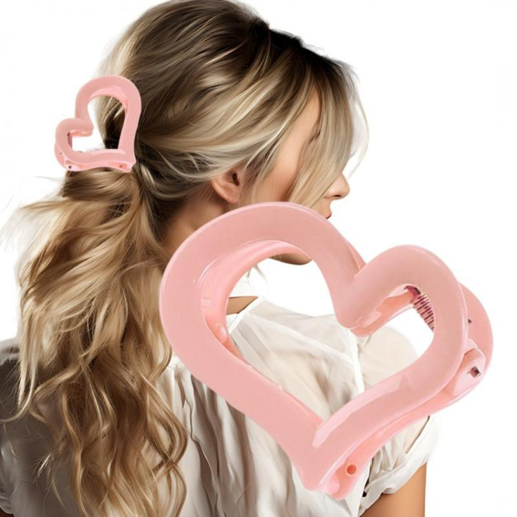 Roza sponka za lase v obliki srca