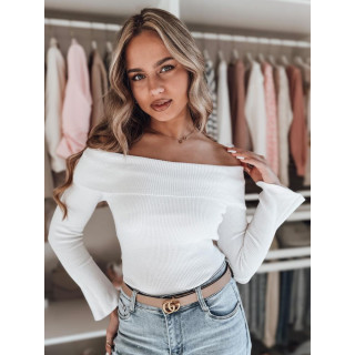 Ženski bel pulover z odkritimi rameni MY2426