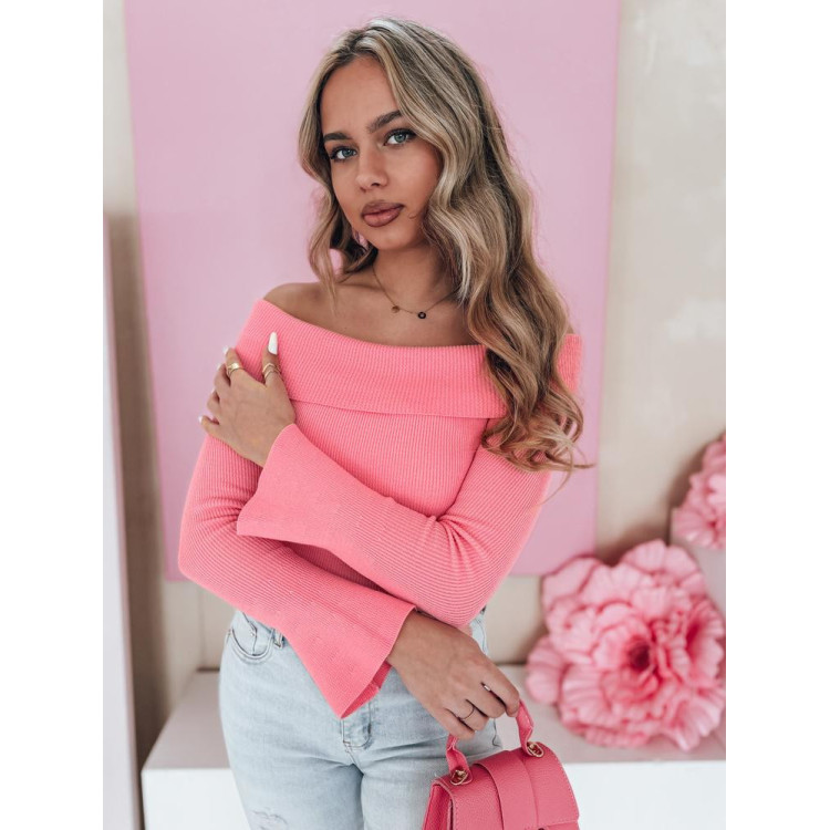 Roza ženski pulover z odkritimi rameni MY2429