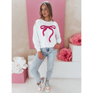 Bel ženski pulover s potiskom pentlje BY1359