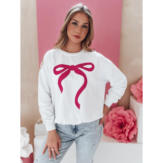 Bel ženski pulover s potiskom pentlje BY1359