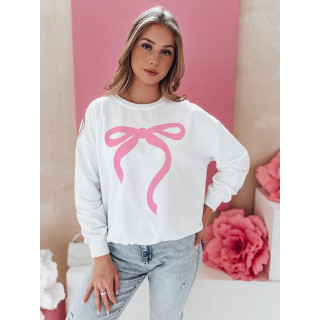 Ženski bel pulover s potiskom pentlje BY1358