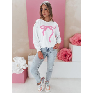 Ženski bel pulover s potiskom pentlje BY1358