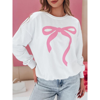 Ženski bel pulover s potiskom pentlje BY1358