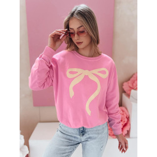 Ženski roza pulover s potiskom pentlje BY1375