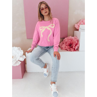 Ženski roza pulover s potiskom pentlje BY1375
