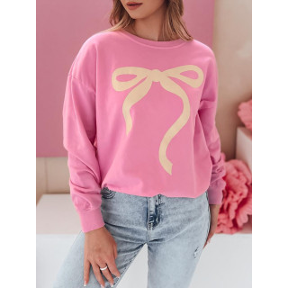 Ženski roza pulover s potiskom pentlje BY1375