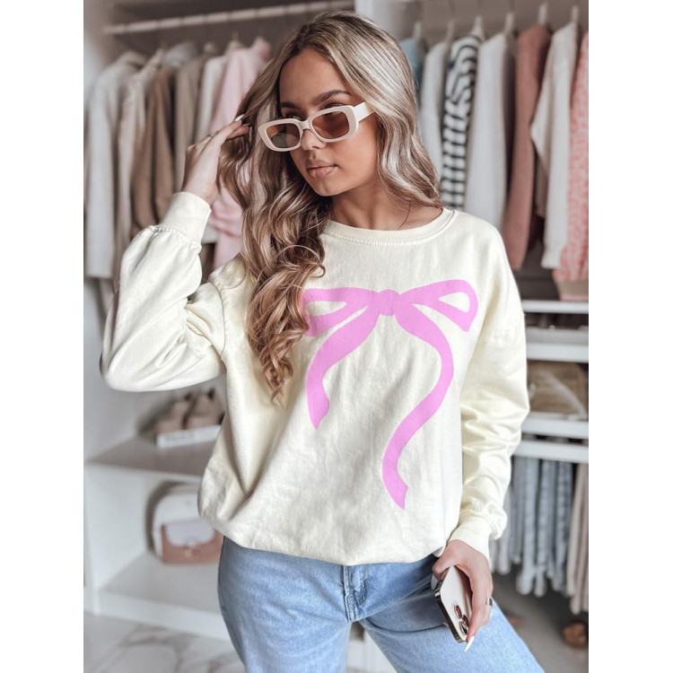 Ženski bež pulover s potiskom pentlje BY1356