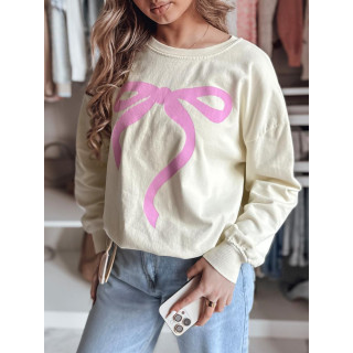 Ženski bež pulover s potiskom pentlje BY1356