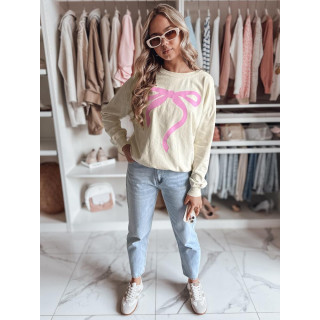 Ženski bež pulover s potiskom pentlje BY1356