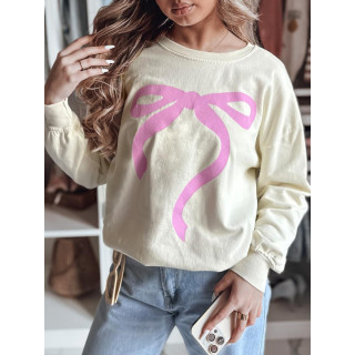 Ženski bež pulover s potiskom pentlje BY1356