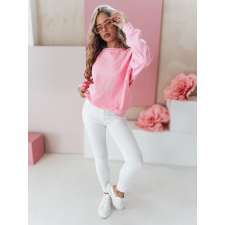 Ženski roza oversized pulover s potiskom BY1368