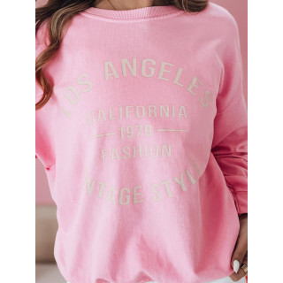 Ženski roza oversized pulover s potiskom BY1368