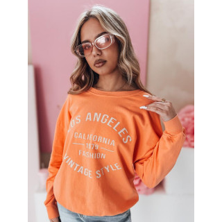 Ženski oranžen oversized pulover s potiskom BY1365