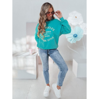 Ženski turkizen pulover s potiskom BY1361