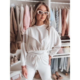 Ženski bel oversized pulover RY2795