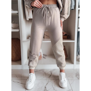 Ženske bež trenirke z odprtimi vstavki UY2515