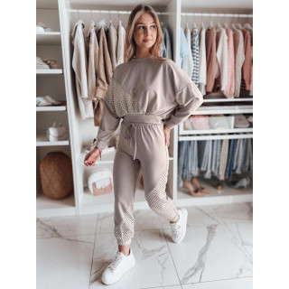 Ženske bež trenirke z odprtimi vstavki UY2515