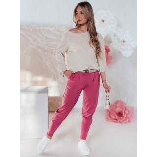 Rožnate ženske hlače s pasom UY2411