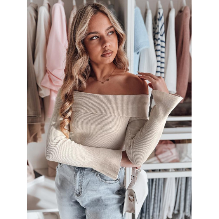 Ženski bež pulover z odkritimi rameni MY2428