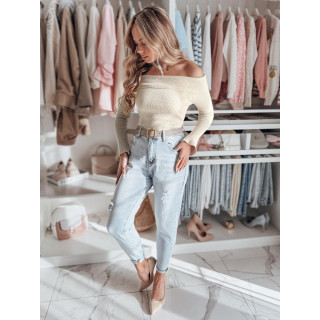 Ženski bež pulover z odkritimi rameni MY2428