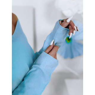 Ženski dolg moder pulover MY2442