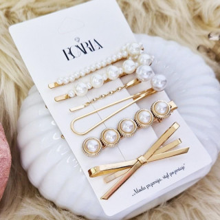 Komplet 6 elegantnih zlatih sponk za lase