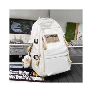 Bel šolski nahrbtnik z obeskom