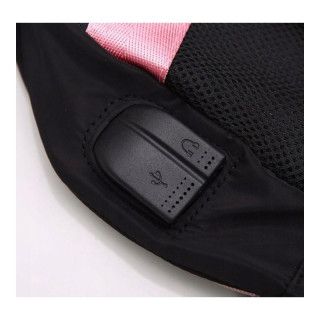 Črno roza šolski nahrbtnik z obeskom in USB