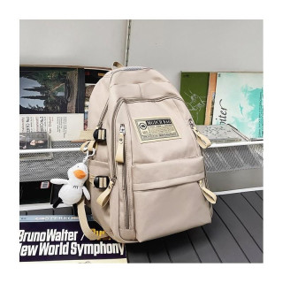 Svetlo rjav šolski nahrbtnik z obeskom