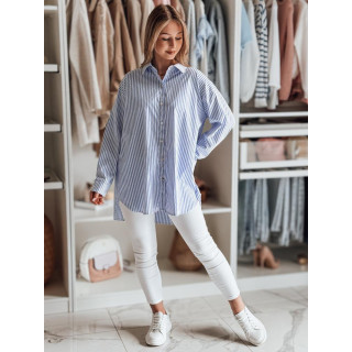 Dolga modro-bela ženska srajca s cirkoni DY0456