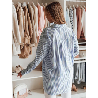 Dolga modro-bela ženska srajca s cirkoni DY0456