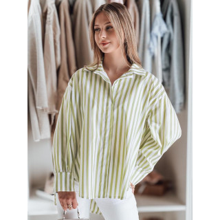 Zeleno-bela črtasta ženska srajca DY0460