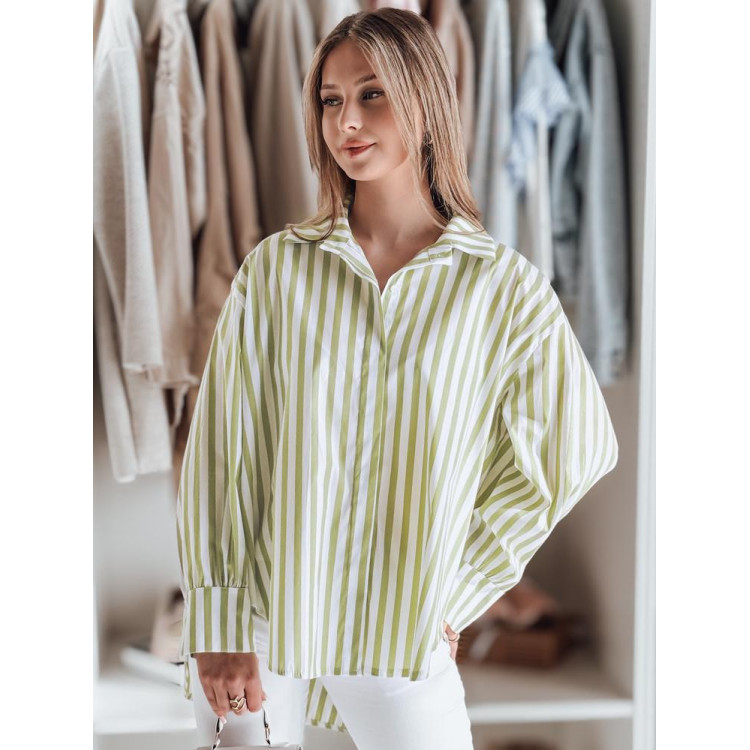 Zeleno-bela črtasta ženska srajca DY0460
