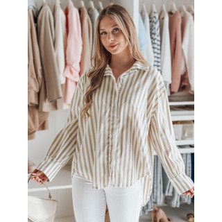 Črtasta bež-bela ženska srajca DY0463