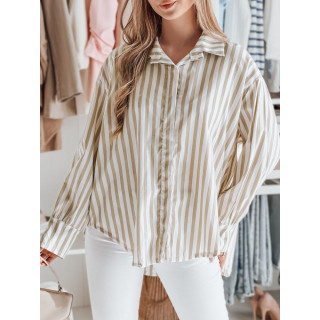 Črtasta bež-bela ženska srajca DY0463