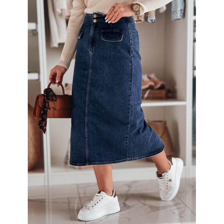 Žensko denim midi krilo z razporkom CY0486