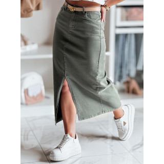 Zeleno denim midi krilo z razporkom CY0489