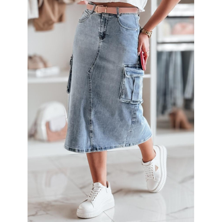 Midi krilo iz jeansa s kargo žepi CY0490