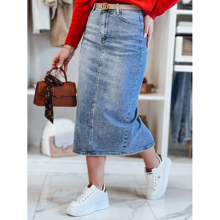 Žensko denim midi krilo z razporkom CY0483