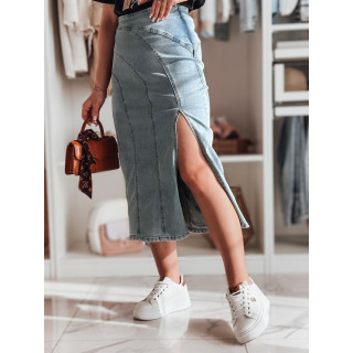 Svetlo modro denim midi krilo z razporkom CY0481