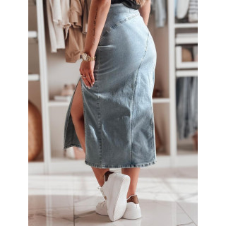 Svetlo modro denim midi krilo z razporkom CY0481