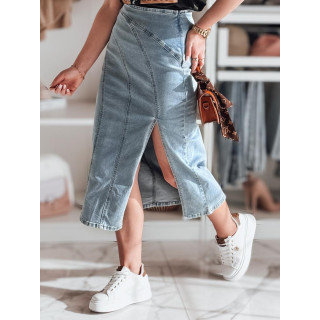 Svetlo modro denim midi krilo z razporkom CY0481