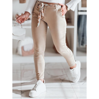 Ženske hlače iz blaga v bež barvi UY2536