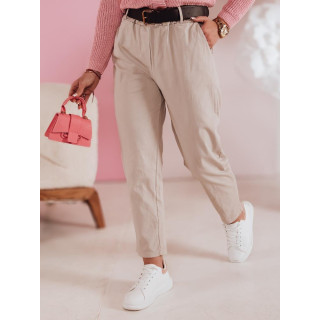Bež ženske hlače z visokim pasom UY2505