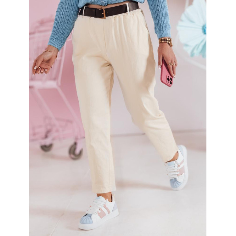 Svetlo rumene ženske hlače z visokim pasom UY2507
